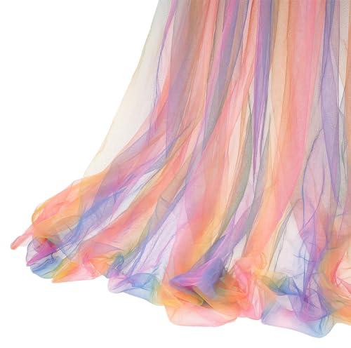 FINGERINSPIRE Tüll Netzstoff Regenbogen Polyester Für DIY Handwerk 5x1.6m | Mehrfarbiger Bunter Tüllstoff, Regenbogen Netzstoff, Polyester, Zum Nähen, Für Kleiderkostümherstellung, DIY Handwerk