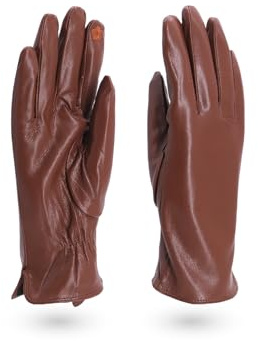 QUEEN HELENA Guanti Invernali Eleganti Donna G22-7 (Taglia Unica, Marrone)