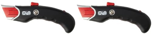 WEDO® 78815 Safety Cuttermesser Premium Teppichmesser mit automatischem Klingenrückzug Paketmesser mit gummierter Griffzone Profi Cutter mit 19 mm Klinge (Packung mit 2)