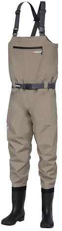 Greys Fin Bootfoot Fishing Waders | Breathable Waterproof Fly Fishing & Hunting Chest Waders for River, Lake and Coastal | Integrated Boots | Adjustable Suspenders | L | UK 8-9 | EU 42/43