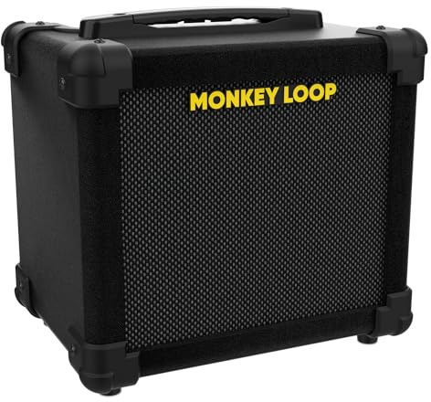 Monkey Loop MLA-10B - Amplificatore per basso - Amplificatore combo da 10 W - Altoparlante da 5 pollici 4 Ohm - Opzione di alimentazione con 6 batterie AA con adattatore CA