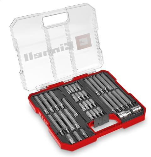 Original Einhell XL-CASE 40-tlg. KFZ-Bit-Set (Kraftbits aus CrV-Stahl mit 10-mm-Sechskantschaft, Stecknussadapter 10 mm Hex zu 3/8 und zu 1/2 Vierkant inkl. Aufbewahrungsbox)