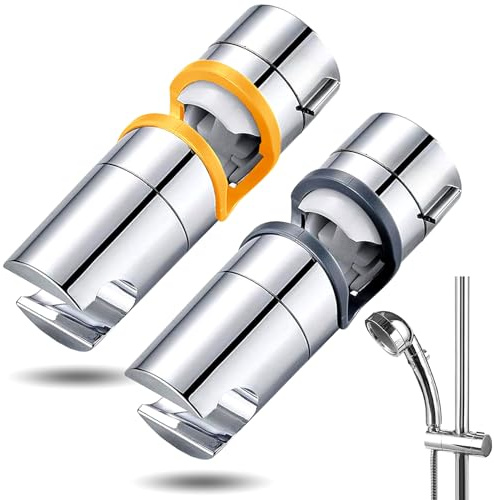 Volhuluk Universal Handbrause Halterung, 2 Stück Verstellbar Duschhalterung, Durchmesser 18-25 mm Duschkopfhalterung, 360° Drehbar Brausehalter für Duschstange, ABS+Verchromt Duschkopf Halterungen