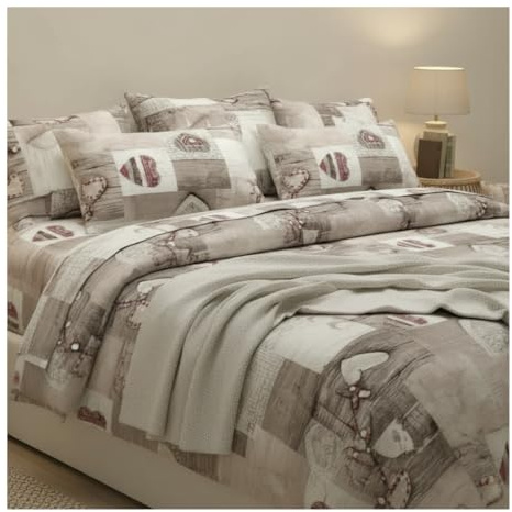 Diadema Completo Lenzuola Matrimoniali in Misto Cotone – Set Letto con Lenzuolo Sopra, Lenzuolo con Angoli e 2 Federe – Fantasia Cuori Shabby Chic Romantica, Morbido e Resistente (Cuori Rossi)