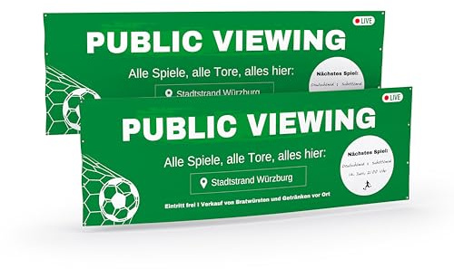 Fussball Banner für Public Viewing Werbung selbst gestalten I WM 2026 Deko (50cm x 150cm) Personalisierte Fußball Flagge