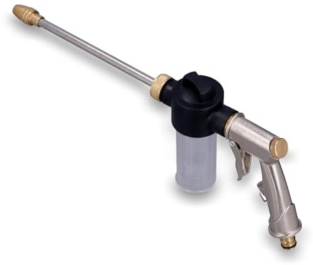 flexman Hochdruck Pistole Lanze, Drehbare Schlauchtülle Waschpistole Hochdruck Pistole mit 100ml Schaumbehälter für Gartenbewässerung, Autowäsche, Bodenreinigung, Haustierwäsche