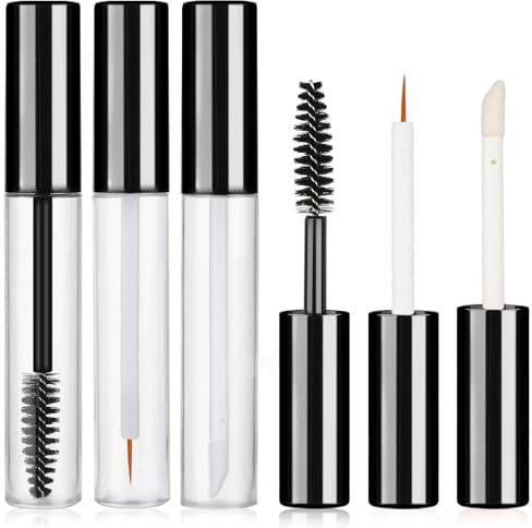 Molain Leere Mascara Flasche mit Wimpern Zauberstab, 5ML Transparente leere Lipgloss-Tuben, Wiederverwendbar Eyeliner Container Tube Tragbare Leer Mascara Behälter für DIY-Kosmetik(schwarz)