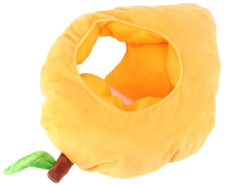 WHAMVOX Mango Fruit Headwear Plush Cosplay Headgear for Teen Girls Funny Cartoon Selfie Hat Orange Fruit Shape Cap Festival Party Accessory