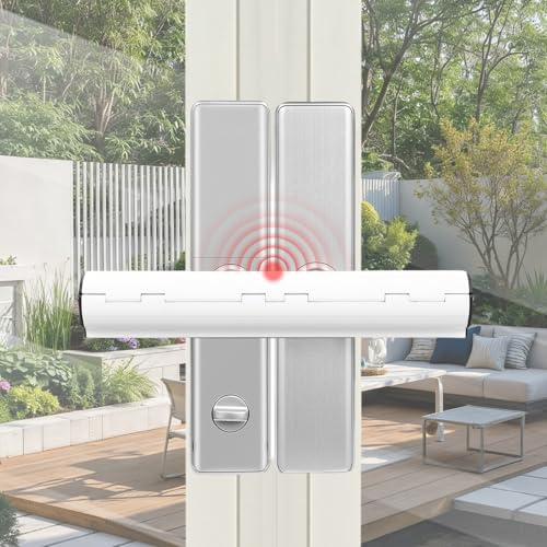 Patio Door Security Lock with Anti-Theft Alarm,13inch High Security French Door Security Lock,Patlock for Patio Doors, Patio Door Locks 2 Handle Security for French Conservatory Doors (White 2)