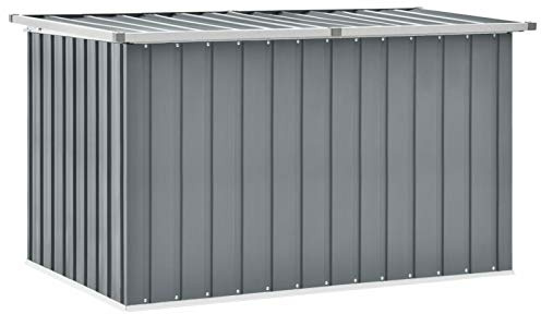 Gecheer Boîte de Rangement de Jardin Gris 149x99x93 cm, Coffre de Rangement Exterieur Organisateur de Outils de Jardin, Coffre à Coussins pour Balcon, Piscine et Terrasse