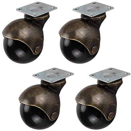 GXXINGIN Castor Wheels, 4Pcs Ball Caster Wheels,2 50mm Nylon Swivel Caster,Antique Replacement Furniture Castors Wheels(Bronze)
