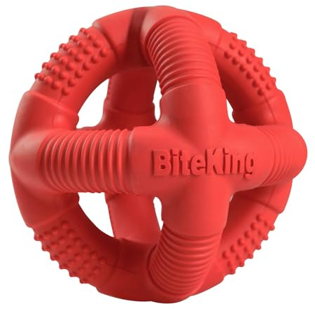 BiteKing Natural Rubber Dog Balls for Large Aggressive Chewers - Lifetime Replacement - Indestructible and Durable Dog Toys for Large Breed, Red