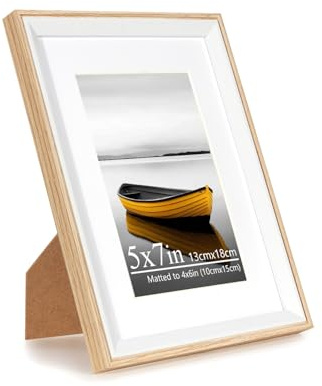 Baoee 7x5 Oak White Two Tone Picture Frame with 6x4 Mount,photo frame with acrylic glass, Poster Frame, Wall Mountable