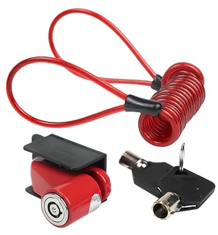 Blocco disco scooter elettrico: blocco freno ruota anti furto premium, allarme sensibile alle vibrazioni | corpo in acciaio rinforzato, cavo promemoria colore brillante, design