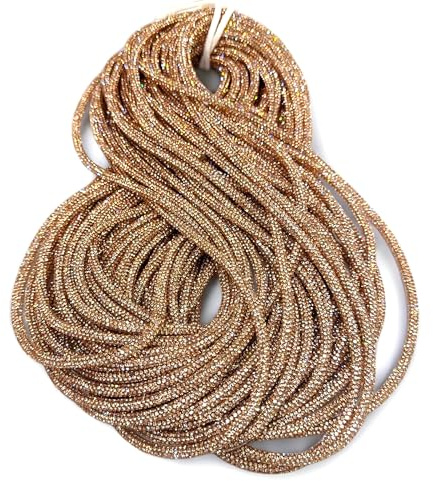 GDO GIOIE D'ORIENTE Cordone Strass Champagne 6 mm x 30 m – Tubo in Silicone con Anima Flessibile Rivestito di Strass per Creazione Borse Fai da Te, Manici, Bordature e Accessori Moda
