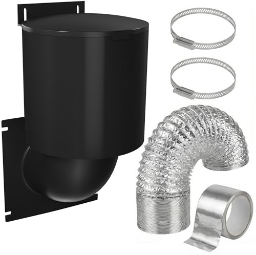 Dryer Vent Kit (Black) – 4 Inch Exterior Dryer Vent Cover with 3FT Vent Hose, 2 Hose Clamps, Tape & Screws | Energy Saving & Pest Resistant