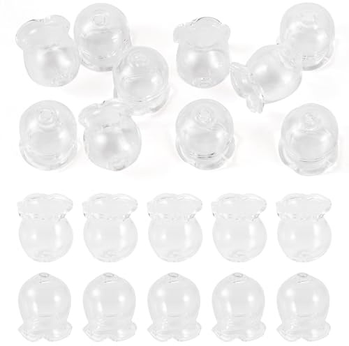Bestewelry 10 pcs Campanula Flower Beads Cap Wind Bell Beads Floral Crystal Bead Cone for DIY Wind Chimes Earrings Jewelry Making, Clear