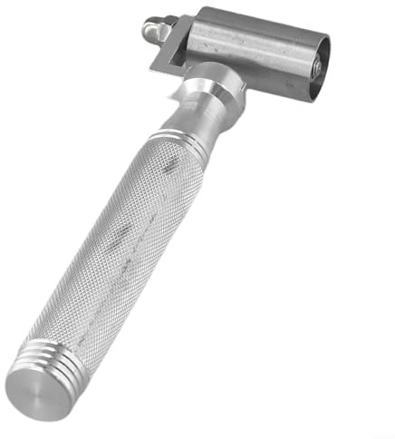 Rouleau de pression plat en acier inoxydable pour appareil à main avec roulement 34 mm et 40 mm Longueur du rouleau 24 mm Diamètre 140 mm Poignée Argent C (40 mm)