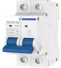 Interruttore automatico miniaturizzato DC a 2 poli 10A 16A 20A 25A 32A 40A 50A 63A 1000V Interruttore magnetico termico for montaggio su guida(25A)