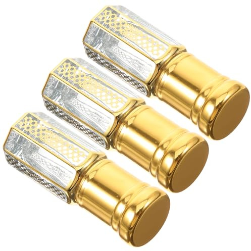 Ciieeo 3pcs 3ml Small Glass Roller Essential Oil Bottles for Women Portable Refillable Perfume Containers Gold Cap for Travel and Massage Use