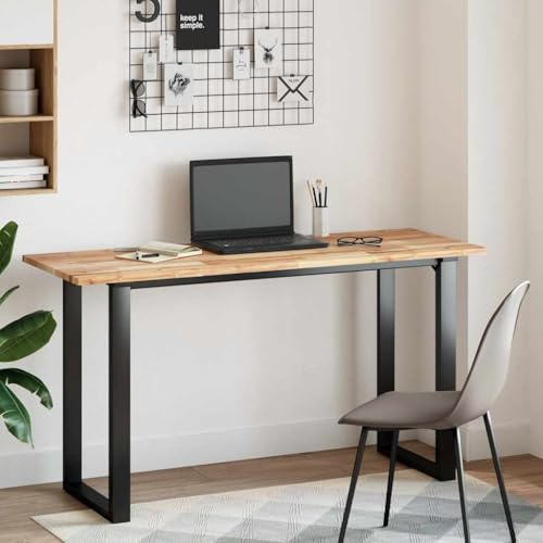 Schreibtischplatte aus massivem unbehandeltem Akazienholz 160x50x2 cm rechteckig für Büro und Homeoffice mit vielseitiger Arbeitsfläche und natürlicher Holzoptik