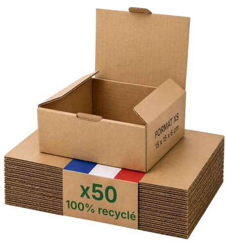 Kartongförpackning för paket XS - Parti med 50 - 15 x 15 x 6 cm - Förstärkt - smycken, kosmetika, prover - Life Pack