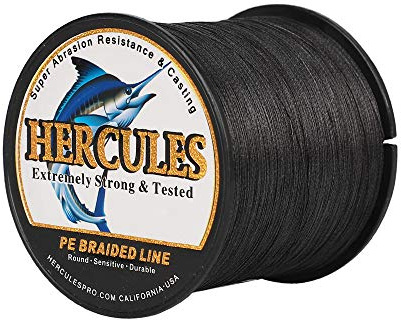 HERCULES Super Cast 100M 109 Yards Braided Fishing Line 200 LB Test for Saltwater Freshwater PE Braid Fish Lines Superline 8 Strands - Black, 200LB (90.7KG), 0.75MM
