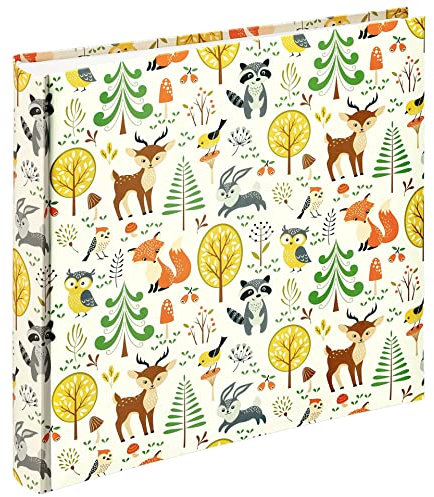 Hama Fotoalbum zum Einkleben von Kinderfotos (Fotoalbum zum Selbstgestalten DIY 100 Seiten für 400 Fotos Format 10x15, Fotobuch mit Pergamin Trennblättern, buntes Kinderfotobuch 30x30 cm, Motiv Wald)