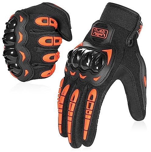 COFIT Motorrad Handschuhe, Touchscreen Motorradhandschuhe für Motorradrennen, Mountainbike, Motorcross, Klettern, Wandern und andere Outdoor Sportarten und Aktivitäten - Orange XL
