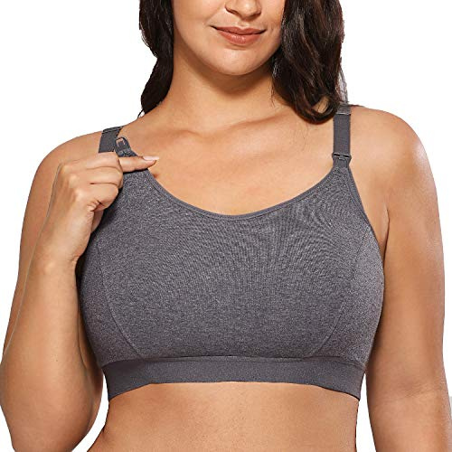 Gratlin Damer Plus Size Amnings-bh Stöd Amningssport-bh:ar Bomull Amning Gravid Bh:ar Träkol Ljung L