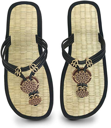 Japanwelt Zimtlatschen I Les Tongs Caribbean, vegane & gesunde Zimtsohle gegen Gerüche, Damen Zimt-Sandalen Flip-Flops, Strand Beach Slipper Bade Latschen Slides Zehentrenner, für Frauen Woman