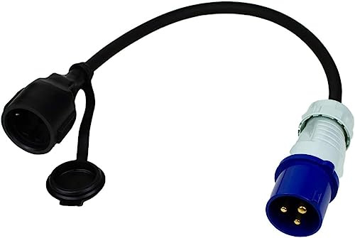 CEE Kabel Adapter Stecker auf Schutzkontakt-Kupplung H07RN-F 3G2,5 I 230V / Chilitec /16A 3-polig 35cm IP44 spritzwassergeschützt I 3.500W für Camping, Caravan und Wohnwagen 22852