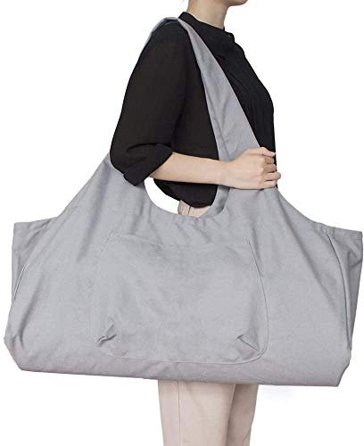 Namvo Große Tasche für Yogamatte, Mehrzweck-Turnbeutel, Yogamatte, Tragetasche, Tragetasche mit Seitentasche, passend für die meisten Matten, Grau