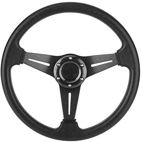 Lenkrad, Drifting-Lenkrad für Universal-Rennwagen 350 Mm / 14 Zoll Lenkrad mit Flachem Boden Ersatz für Modifiziertes Zubehör(schwarz)