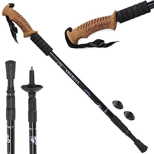 Energia, Bâtons de randonnée, Sac, Clip, Pied, bâtons de Marche Nordique pour Femme, bâtons de Marche Nordique pour Homme, bâtons de Marche, bâtons de Marche réglables, bâtons de Trekking (Bleu).