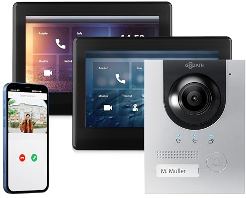 GOLIATH® Türklingel & Türsprechanlage mit Kamera & Monitor [Full HD] - Klingel mit Kamera & Monitor - Doorbell Camera - Video Sprech - & Klingelanlage mit Türöffner - Videotürklingel Weitwinkelkamera