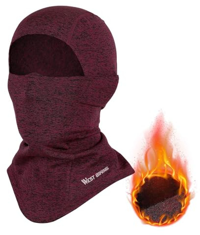 CYCLESPEED Balaclava skidmask män kvinnor vindtät andas varm ansiktsmask stormmask balaclava vintermask, cykel motorcykel termo fleece ansiktshuva, röd, one size