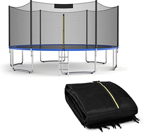 COSTWAY Ø 244/305/366/427/457/487cm Trampolin Sicherheitsnetz für Gartentrampoline, Ersatznetz außenliegend mit Reißverschluss und Schnallen für 6/8 Stangen, Netzhöhe 180 cm