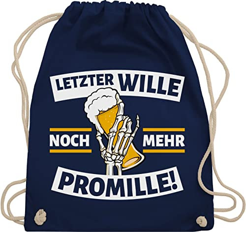Shirtracer Turnbeutel Rucksack - Party & Alkohol Herren - Letzter Wille mehr Promille! Skeletthand mit Bier - Unisize - Navy Blau - saufrucksack sauf promille beutel saufen alki unser rucksäcke trink