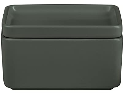 blomus Butterdose -PILAR- aus Steingut | Butterschale in Grün Olive mit Deckel | Farbe Agave Green | 12L x 9B x 8H cm