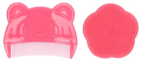 Luqeeg Baby Bath Brush, Cradle Cap Brush and Comb, Soft Baby Bath Silicone Brush Set with Cradle Cap Bristle Brush and Storage Box Ideal for Newborns and Toddlers, Perfect Baby Registry Gift(Red)