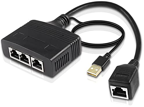 XMSJSIY Ethernet Splitter 1 zu 3 Internet Ethernet Switch RJ45 zu 3 Netzwerk Teiler Adapter Konverter 100Mbps High Speed LAN Verteiler für Cat5/5e/6/7/8 (1 weiblich zu 3 weiblich)