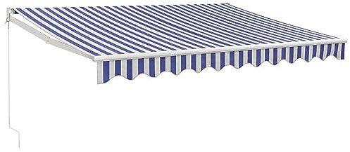 vidaXL Markise Einziehbar Blau und Weiß 3,5x2,5 m Stoff und Aluminium