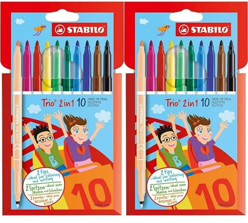 STABILO - Filzstift und Fineliner in einem - Trio 2 in 1 - 2x 10er Pack