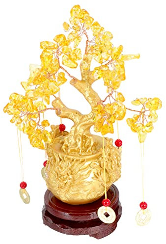 Abaodam Adornos De Tres Dragos Que Atraen La Fortuna Árbol De Dinero De Cristal Decoración De Mesa para Hogar Adorno De Escritorio Árbol Suerte