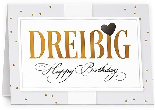 XXL Glückwunschkarte zum 30. Geburtstag (A4) 30 Edel Konfetti Style - hochwertige Klappkarte | Große Design Maxi Karte Grußkarte Volljährig Geburtstagskarte mit Umschlag