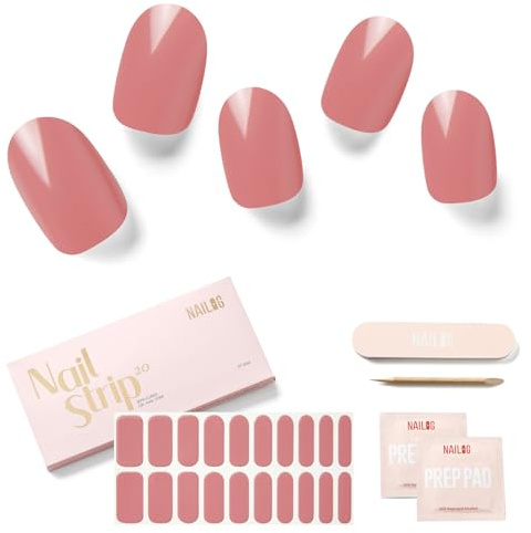 NAILOG Nagelfolie uv härtend - 20 Stück UV Gel Nagelfolie - Nagelsticker Selbstklebend Gel-Nagelstreifen für Maniküre in Salonqualität, Roselyn
