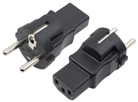 RIIEYOCA Schuko auf IEC320 C13 Adapter - Europäischer CEE 7/7 Stecker für Laptop und Kabelgeräte - Schwarz (2 Pack)