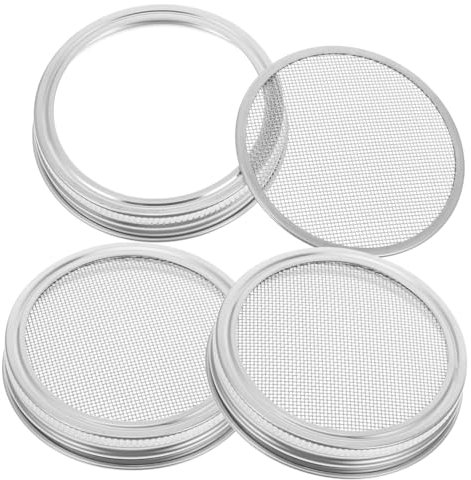 BESPORTBLE Keimglas Satz Mit 3 Edelstahl Keimdeckeln 86mm Durchmesser 750 Ml Sprossenglas Mit Gestell Geeignet Für Bio Brokkoli Und Linsensprossen Anzucht in Haus Und Küche