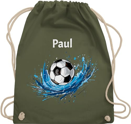 Turnbeutel Rucksack - Fußball Geschenk Fußballfan Geschenke Fußballbegeisterte I Fußballliebe - Unisize - Olivgrün - turnsack jungen kinder stoffbeutel kindergarten fussball name beutel